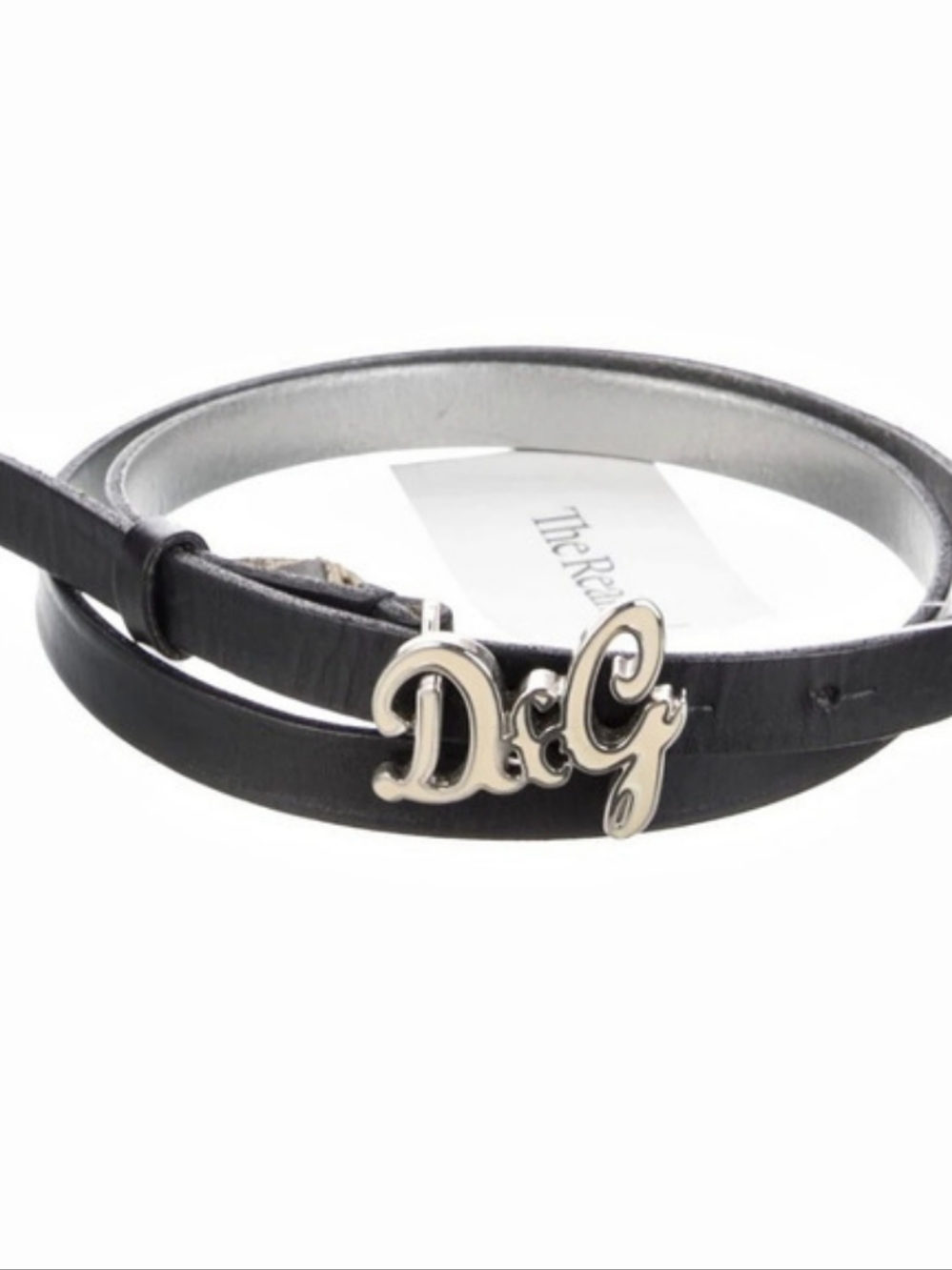 Dolce & Gabbana D&G Logo Plaque Skinny Leather Belt